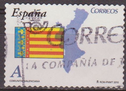 z vendido España 2010 4527 Sello º Banderas y Mapas Autonomias Comunidad Valenciana Timbre Espagne Spain Spagna